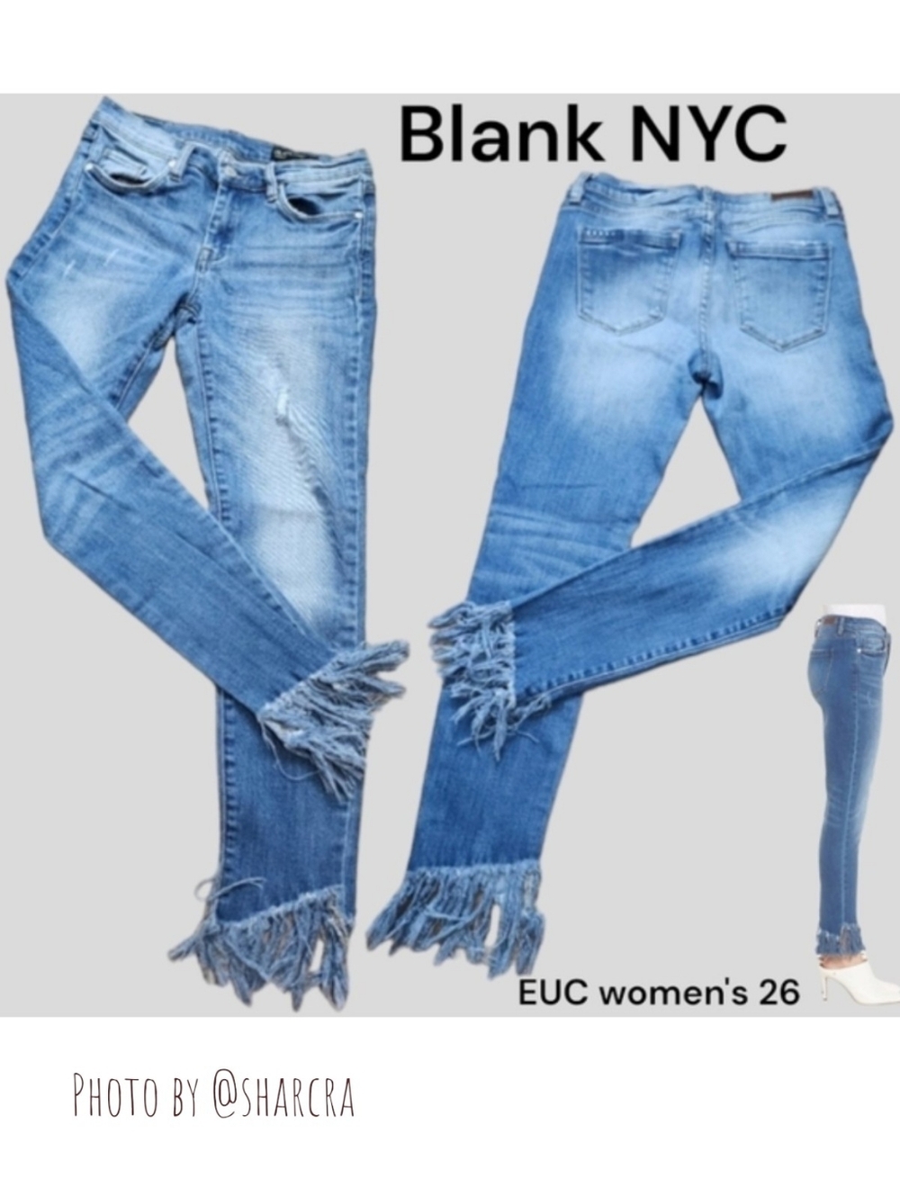 Blank NYC Women's The Reade Skinny Classique Jean's Ankle Fringe Light denim 26